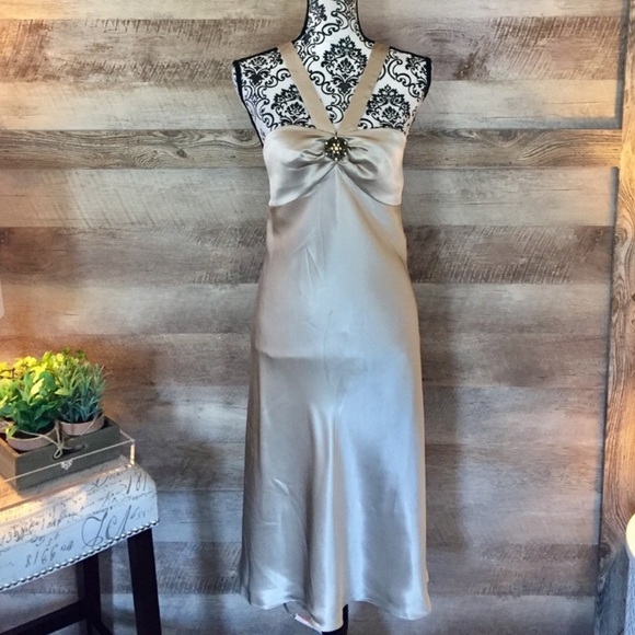 Loft Champagne Satin Slip Dress - Picture 1 of 4